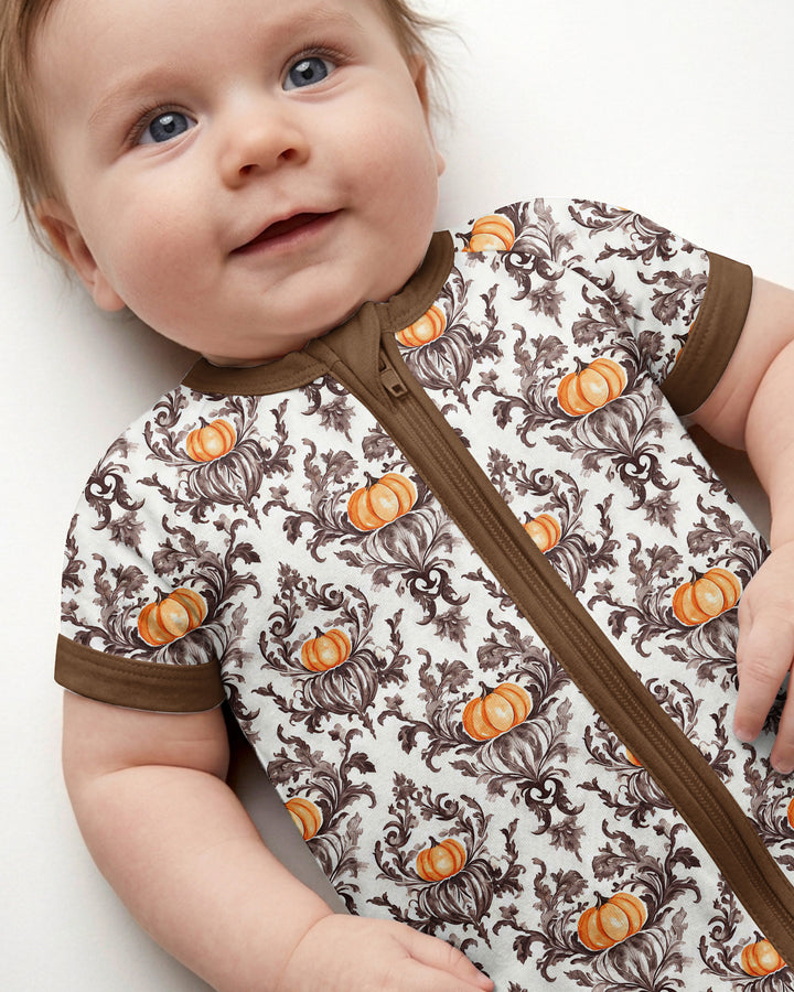 Pumpkin Toile Family Matching Bamboo Shorty Zippy