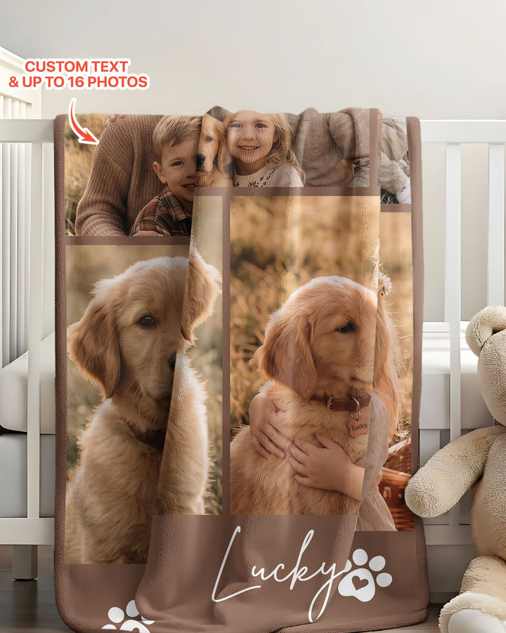 Custom Pet Photo Collage Bamboo Blanket