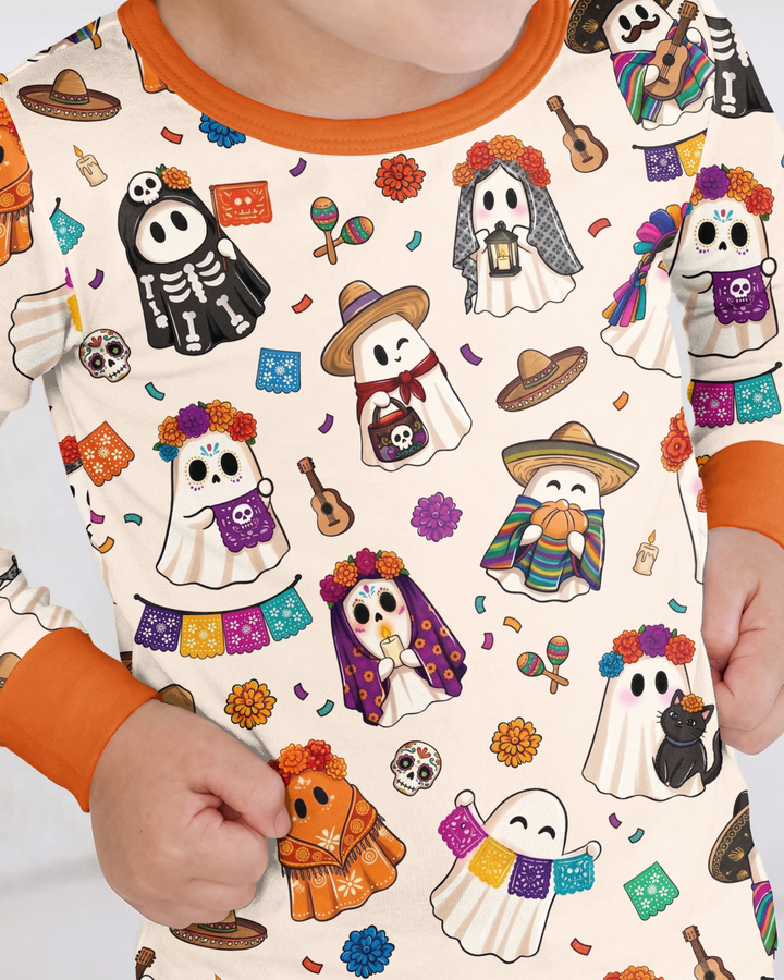 Dia De Los Muertos Mexican Ghost Bamboo Two Piece Long Sleeve Pajama Set