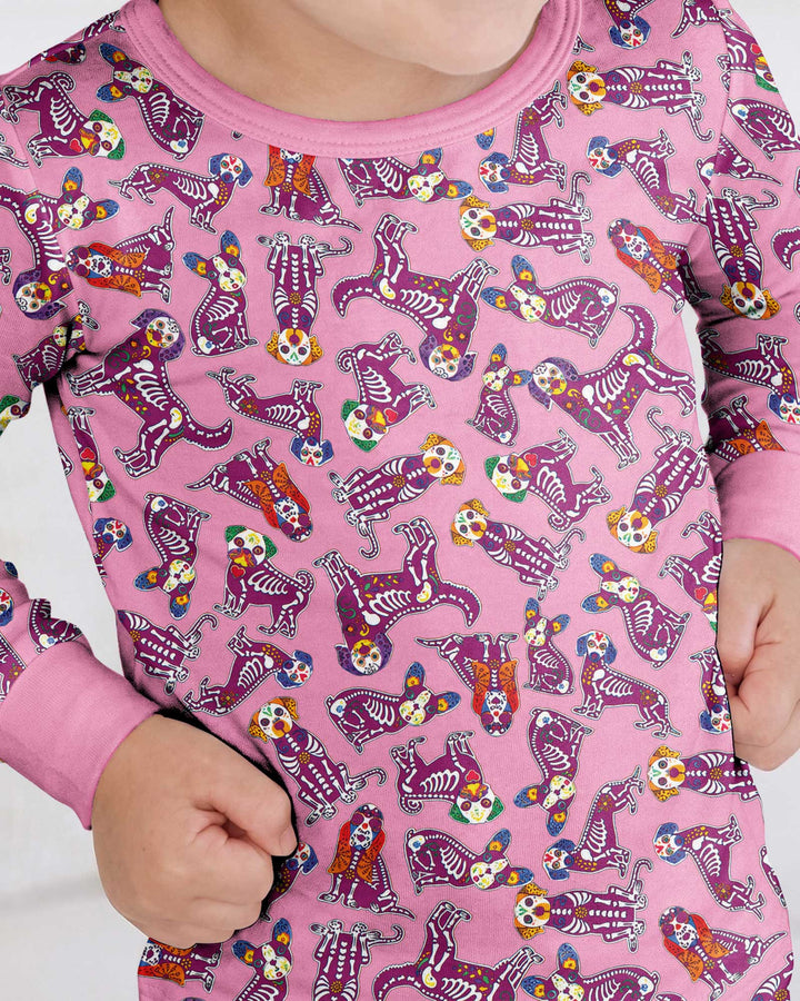 Dia De Los Muertos Doggie Bamboo Two Piece Long Sleeve Pajama Set