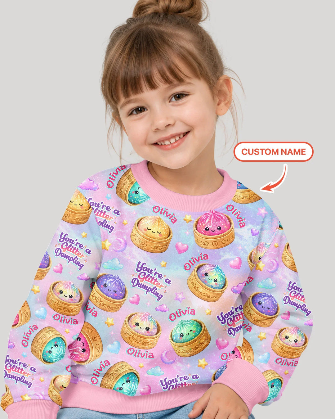 Custom Name You're A Glitter Dumpling Bamboo Crewneck Sweatshirt