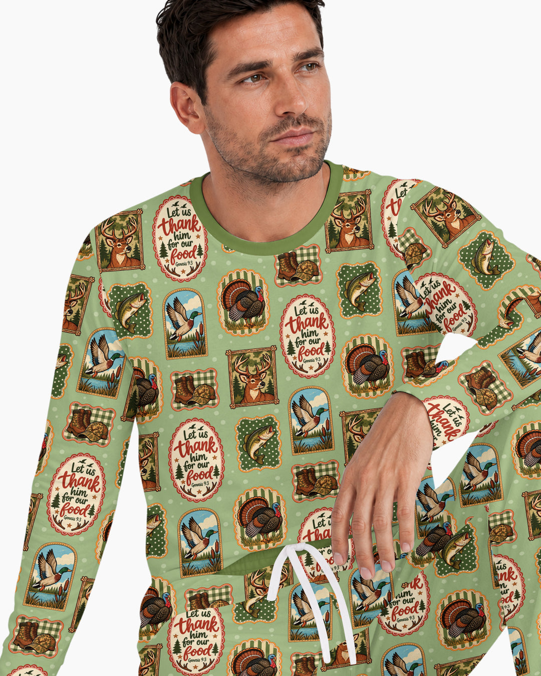 Hunting Let Us Thank Him For Our Food Bamboo Men's Pajama Set