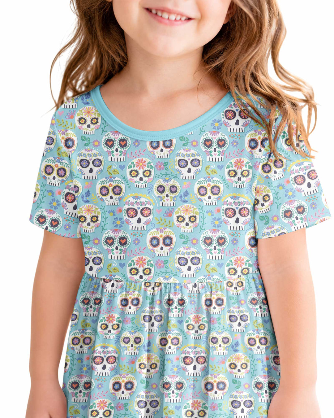 Floral Skull  Bamboo Twirl Dress