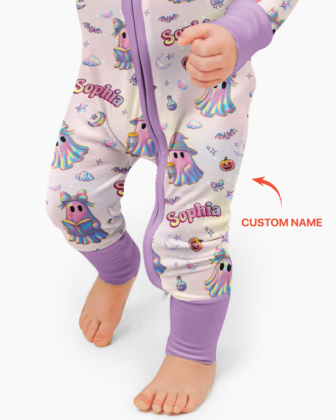 Holographic Cute Ghost Bamboo Convertible Zippy