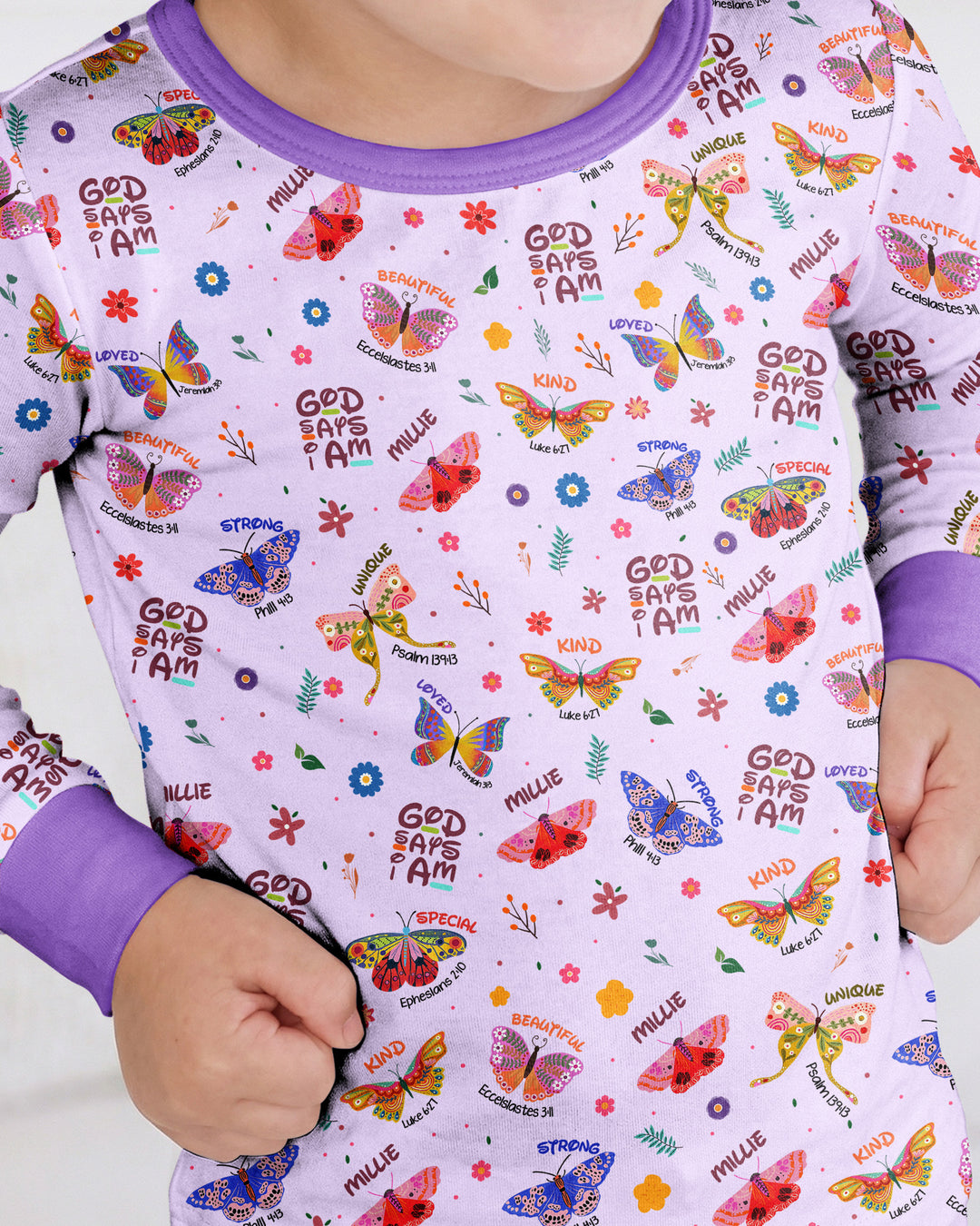 Custom Name God says I am Butterfly Bamboo Two Piece Long Sleeve Pyjamas Set