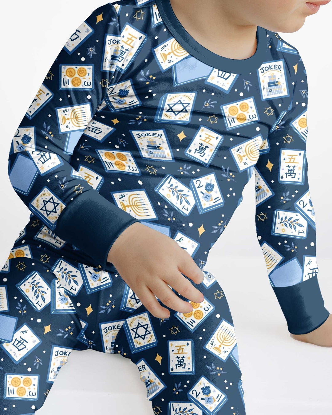 Mahjong Tov Hanukkah Family Matching Bamboo Two Piece Long Sleeve Pajama Set
