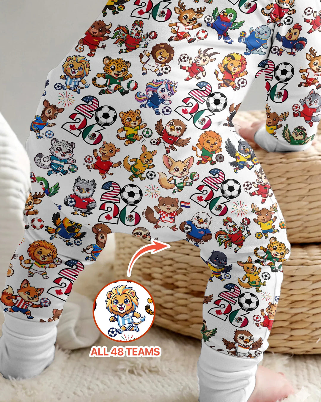 Kawaii Animals Soccer Tour 2026 Family Matching Bamboo Convertible Zippy