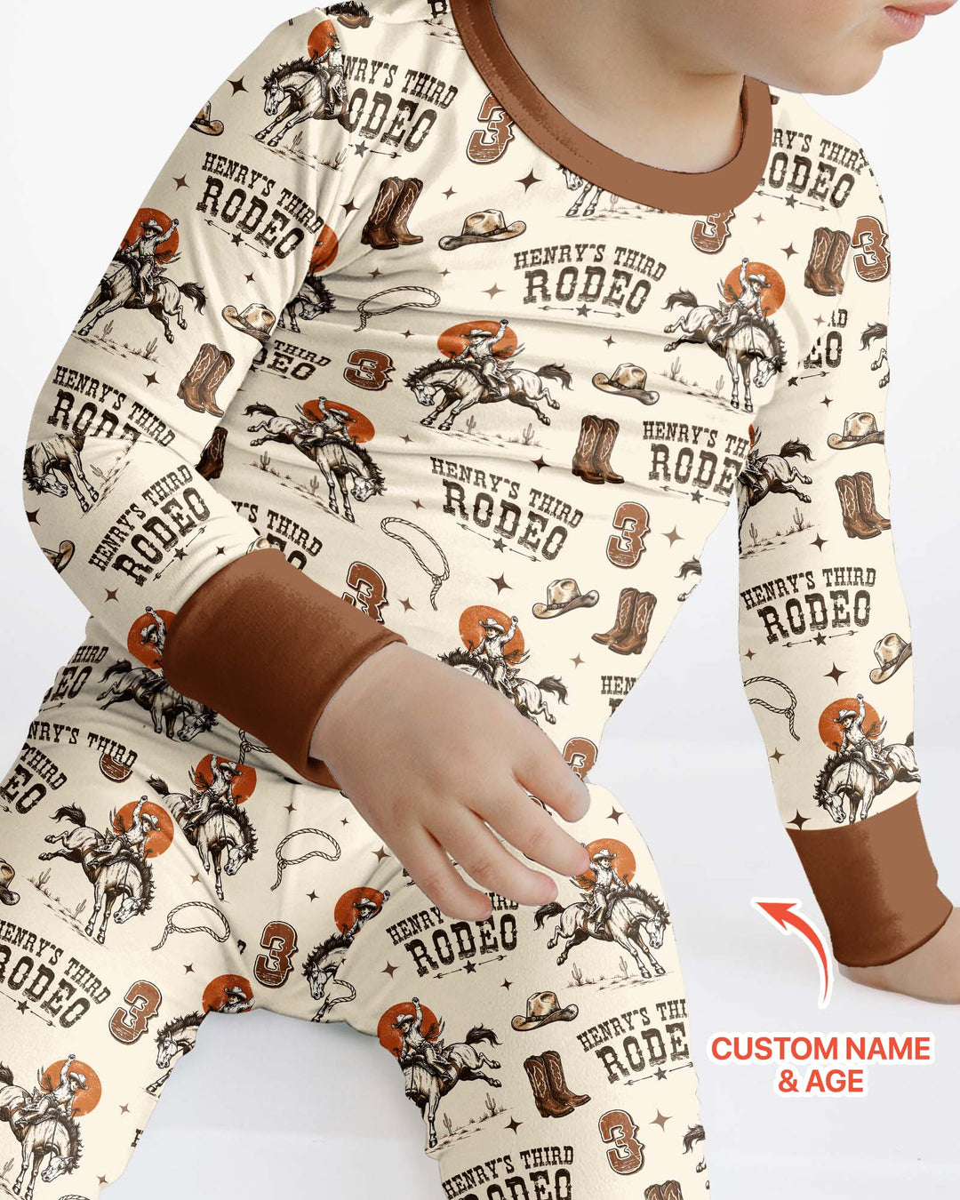 Custom Name Birthday Rodeo Bamboo Two Piece Long Sleeve Pajama Set
