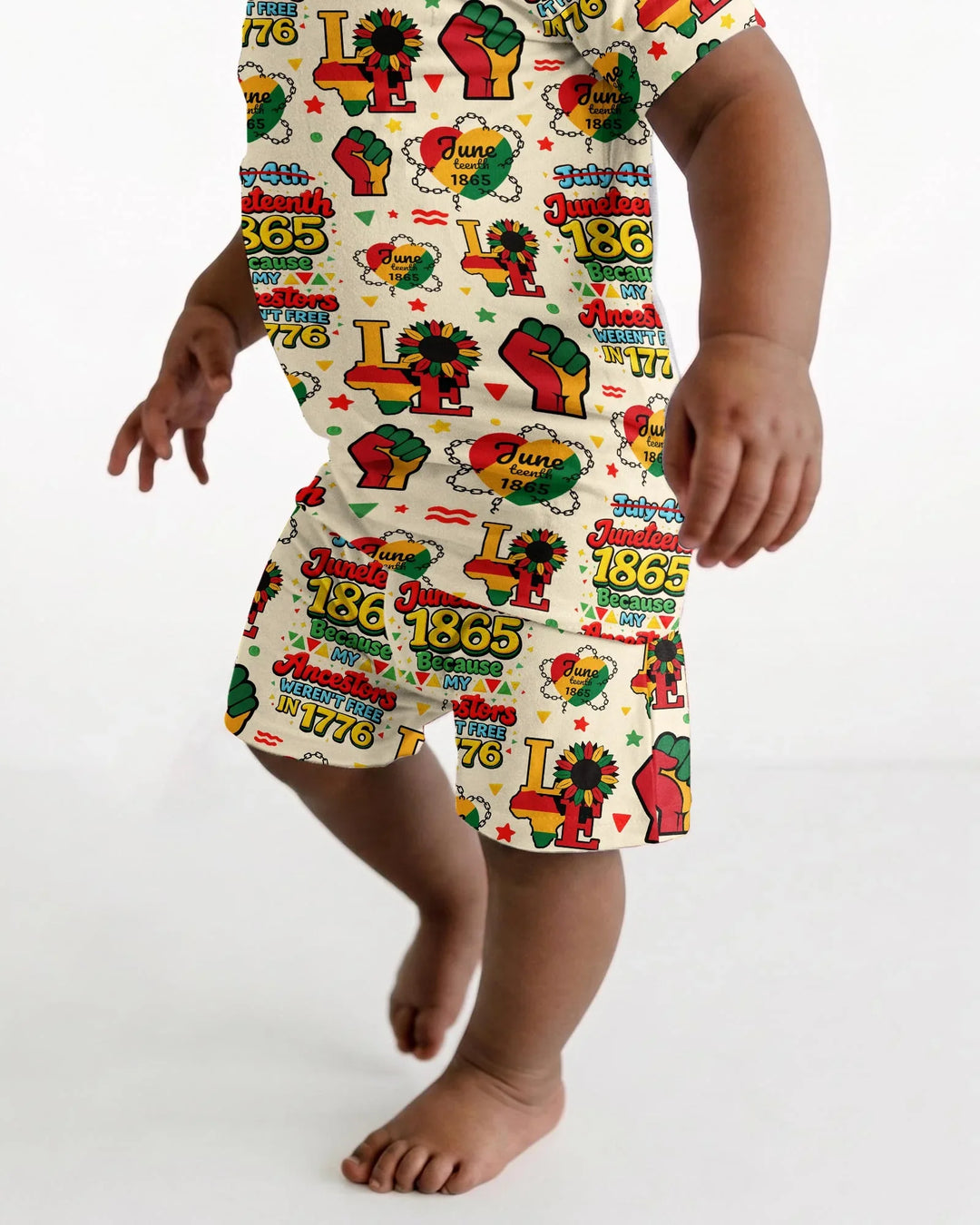 Juneteenth 1865 Because My Ancestors Weren't Free In 1776 Bamboo Two Piece Short Sleeve Shorts Pajama Set