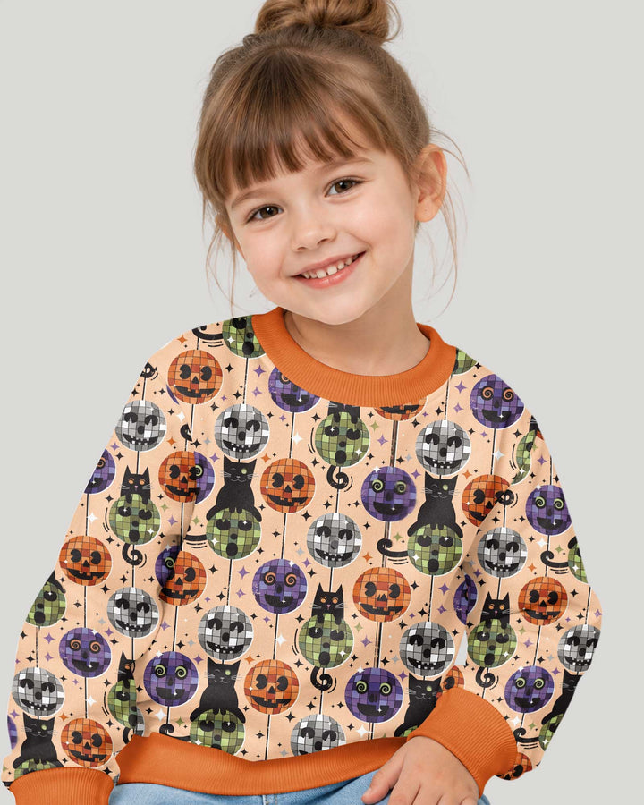 Groovy Halloween Disco Cat Bamboo Crewneck Sweatshirt