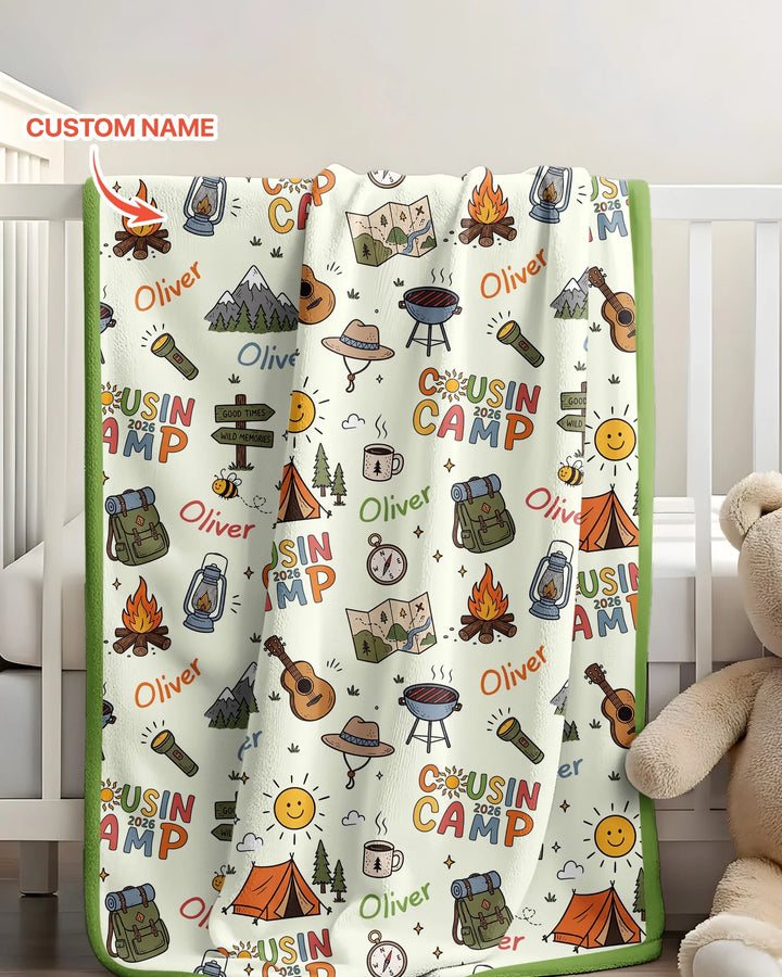 Custom Name Cousin Camp 2026 Bamboo Blanket