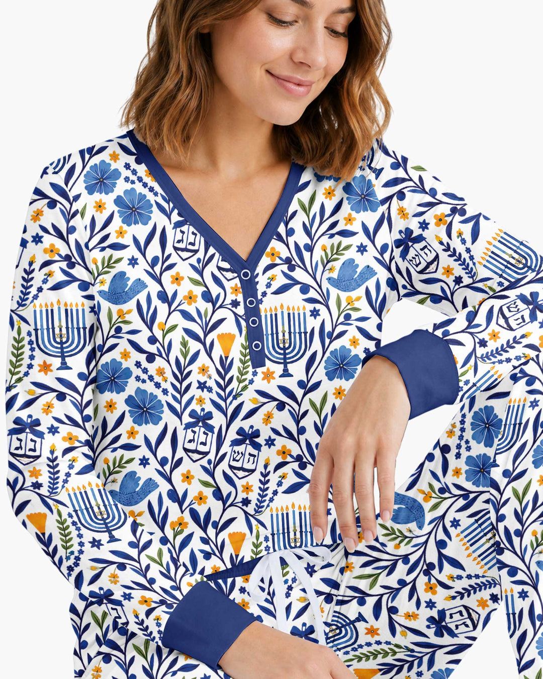 Hanukkah Toile Bamboo Women Pajama Set