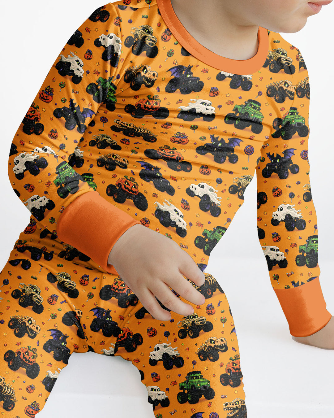 Spooky Monster Truck Bamboo Two Piece Long Sleeve Pajama Set