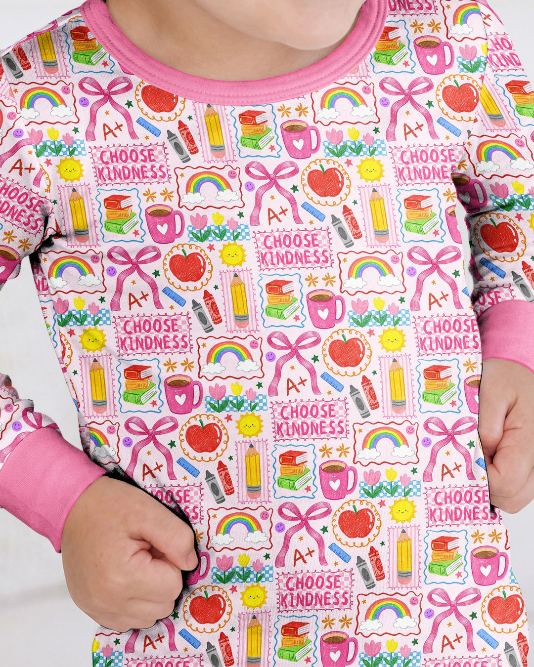 Kindness School Girl Bamboo Two Piece Long Sleeve Pajama Set
