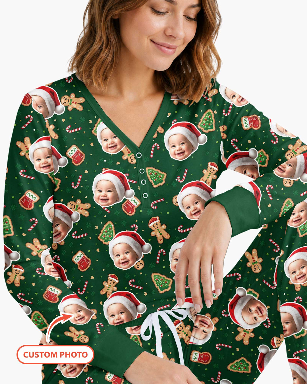 Custom Photo Funny Family Bamboo Women Pajama Set