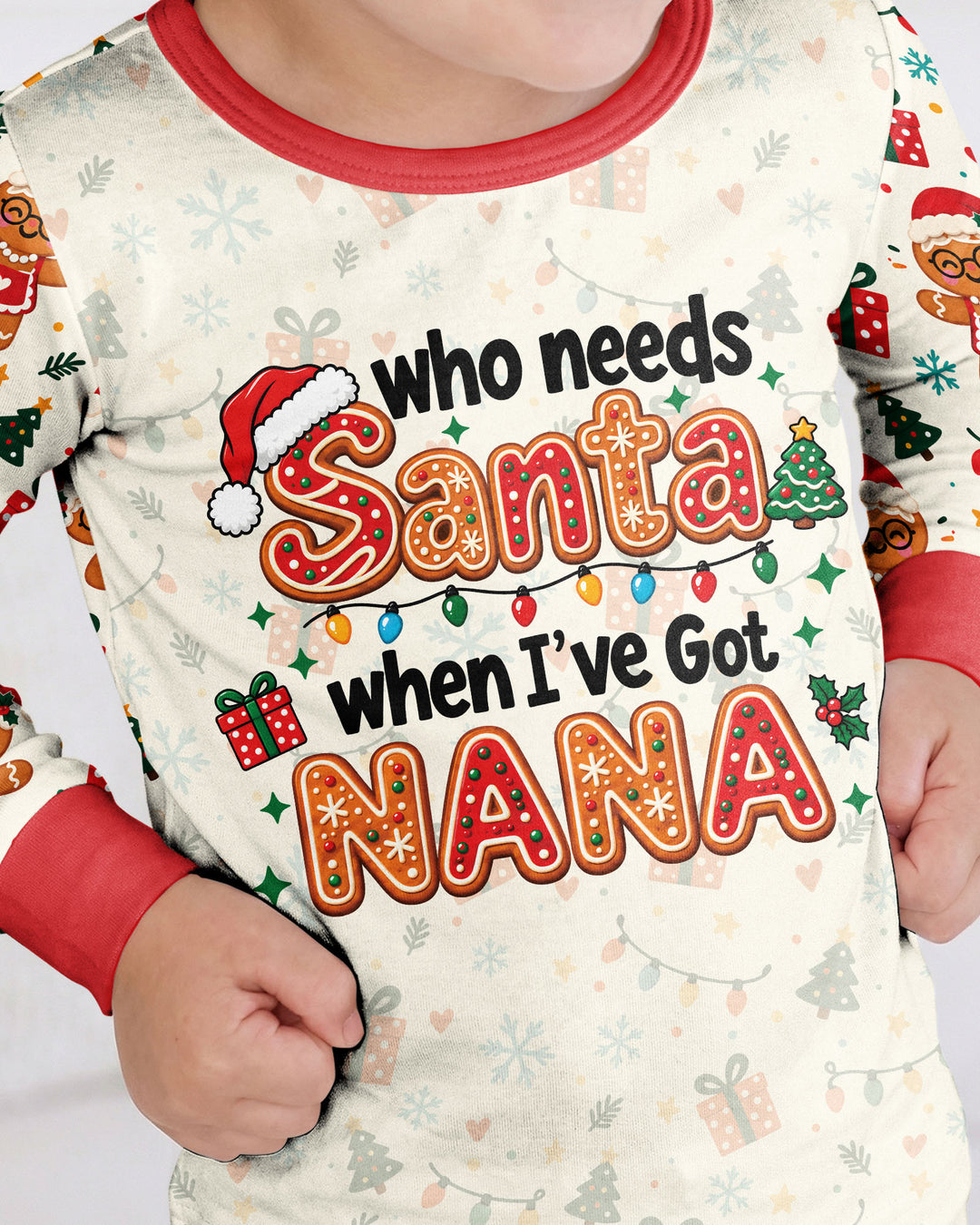 Who Needs Santa When I've Got Grandma Bamboo Two Piece Long Sleeve Pajama Set