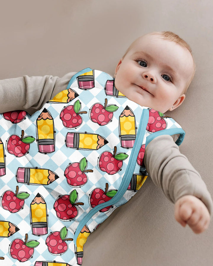 Checkered Apple Scribbles Bamboo Sleep Bag