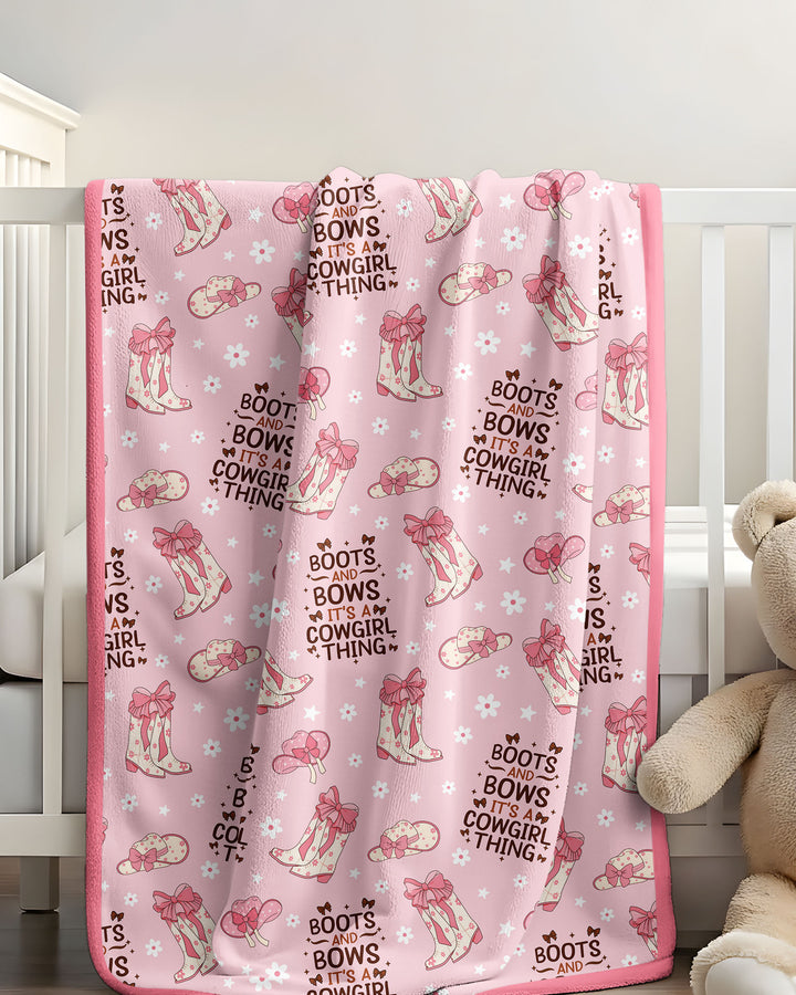 Western Cowgirl Boots And Bows Bamboo Blanket