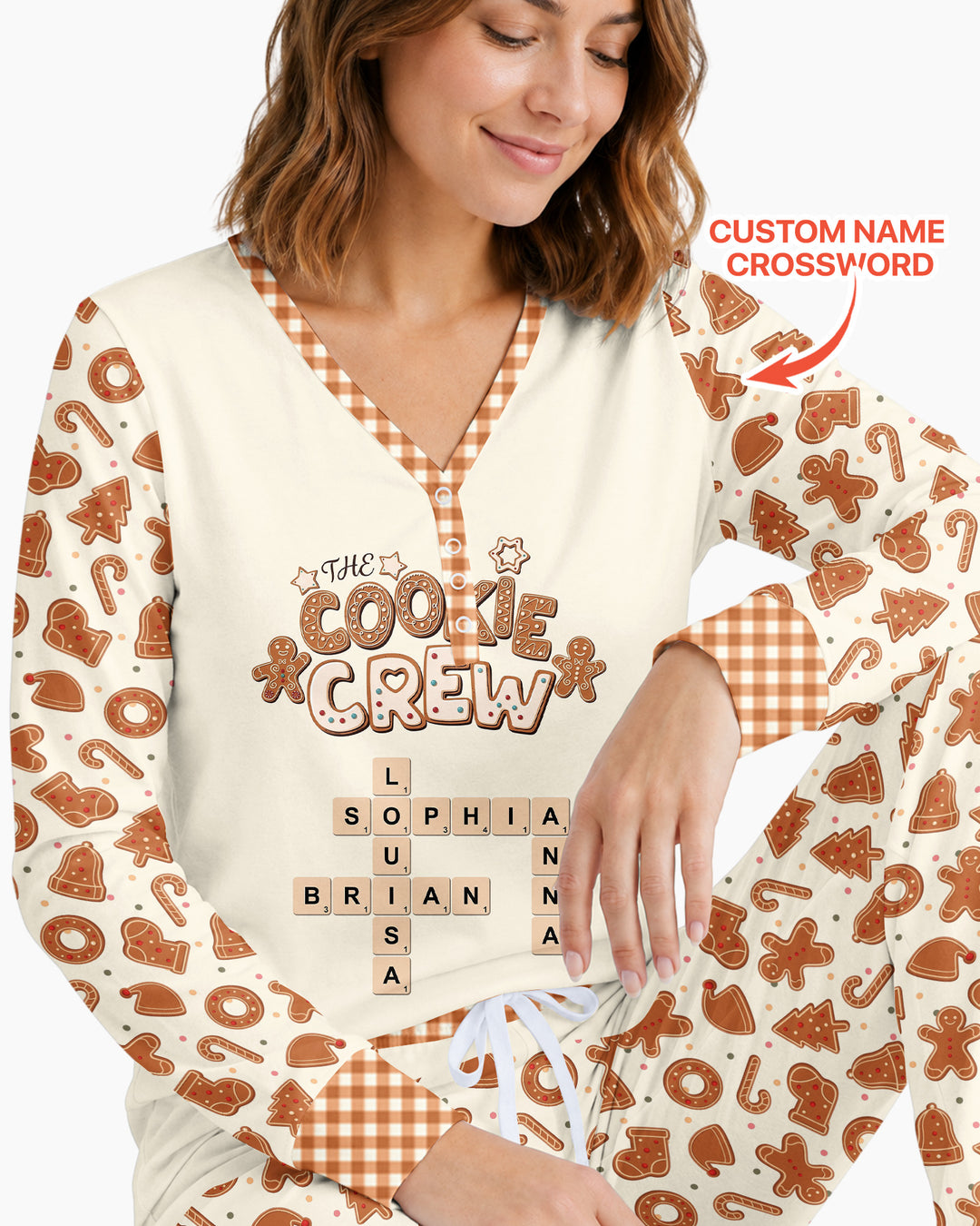 Custom Crossword Cookie Crew Bamboo Women Pajama Set