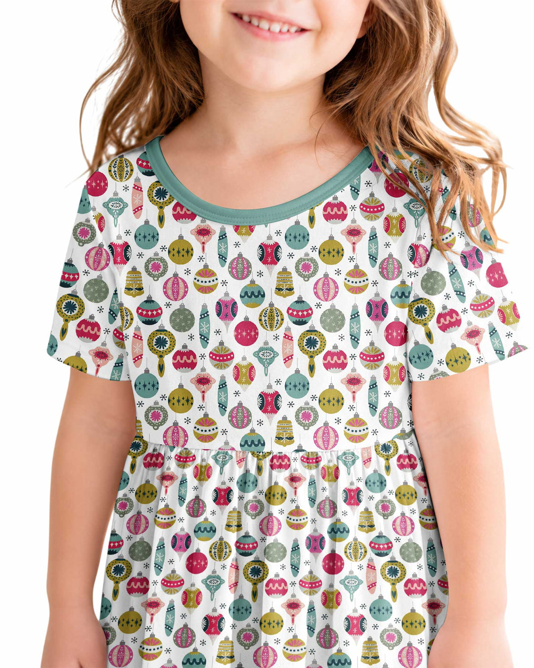Tiny Christmas Ornaments Bamboo Twirl Dress