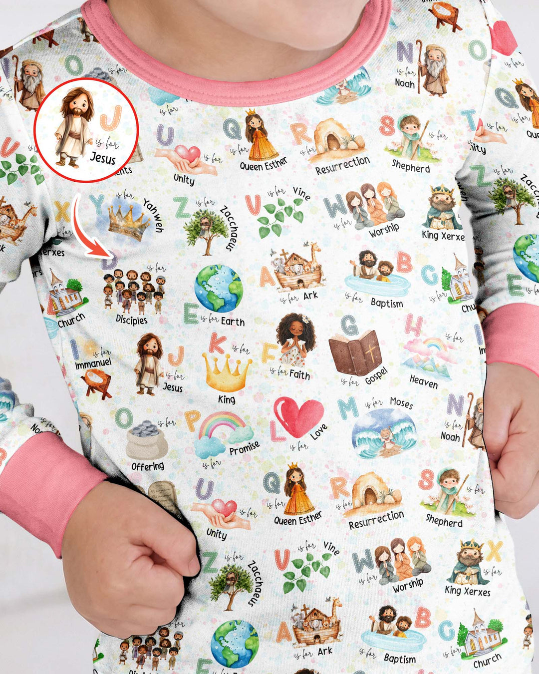 Bible ABC Alphabet Bamboo Two Piece Long Sleeve Pajama Set