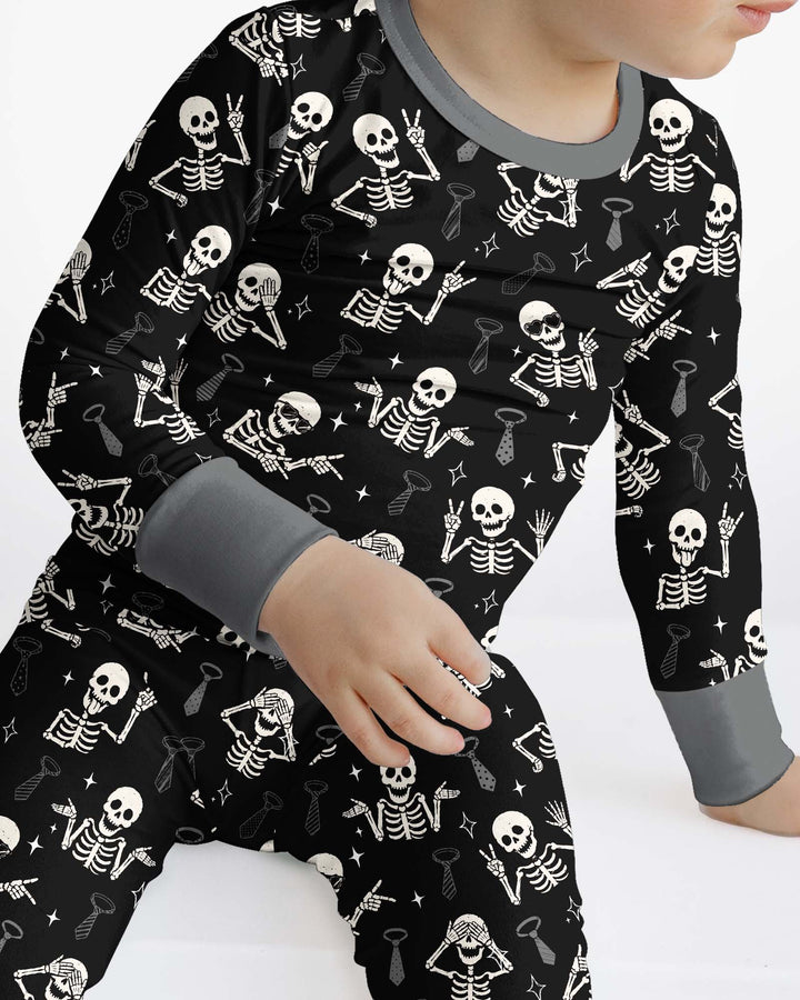 Funny Skeleton Bamboo Two Piece Long Sleeve Pajama Set