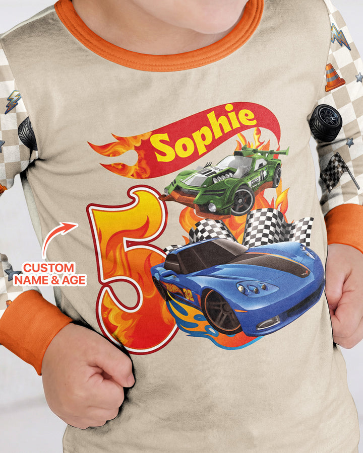 Custom Race Car Bamboo Two Piece Long Sleeve Pajama Set