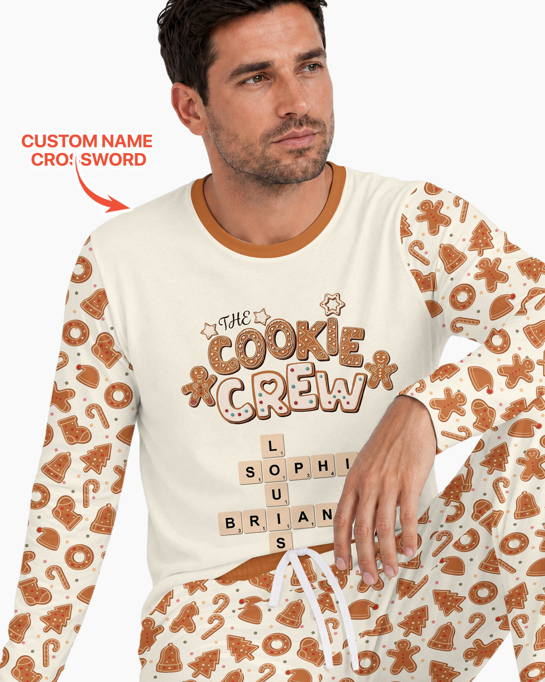 Custom Crossword Cookie Crew Bamboo Men's Pajama Set
