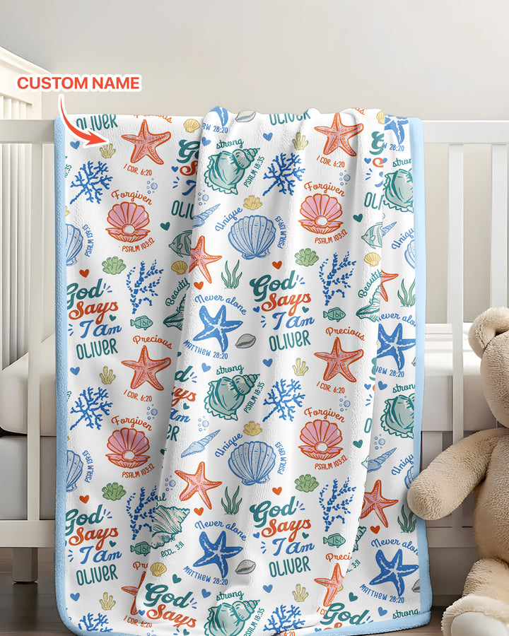 Coastal God Says I Am Custom Name Bamboo Blanket