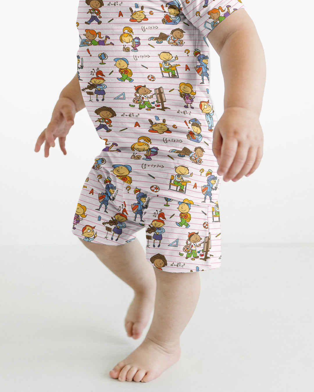 School Days Adventure Bamboo Two Piece Short Sleeve Shorts Pajama Set