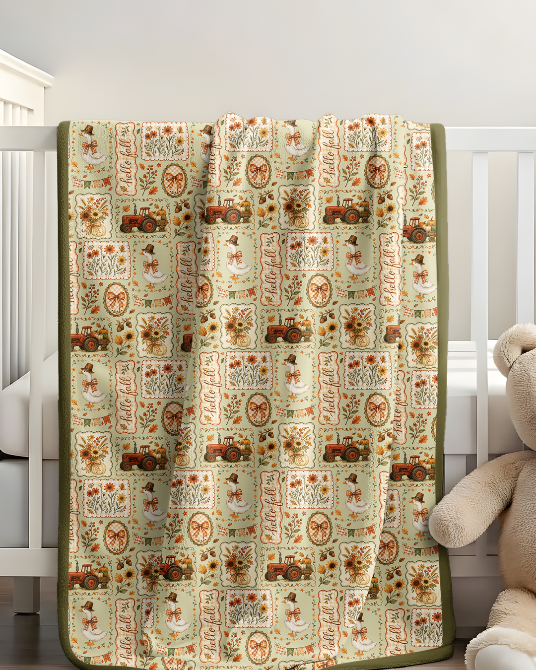 Farmhouse Fall Goose Family Matching Bamboo Blanket