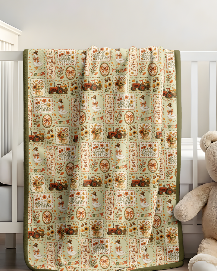 Farmhouse Fall Goose Family Matching Bamboo Blanket