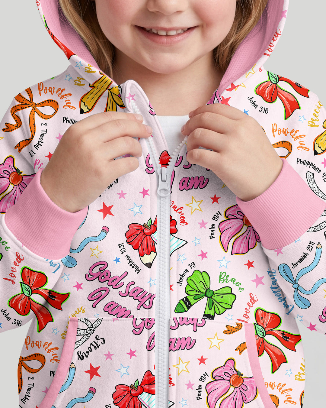 Pencil Bows God Says I Am Bamboo Zip Hoodie