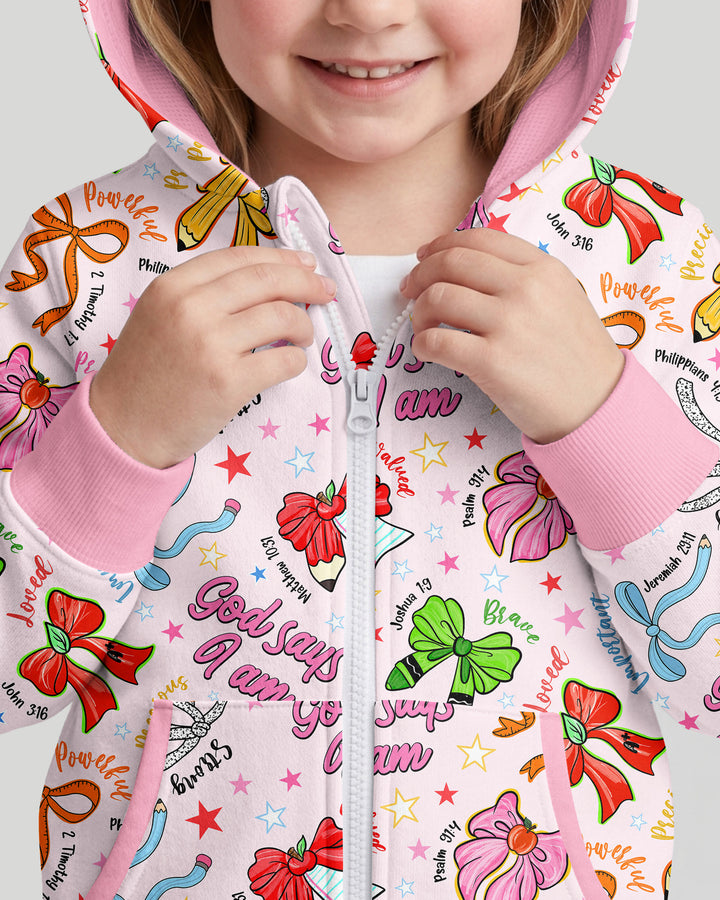 Pencil Bows God Says I Am Bamboo Zip Hoodie