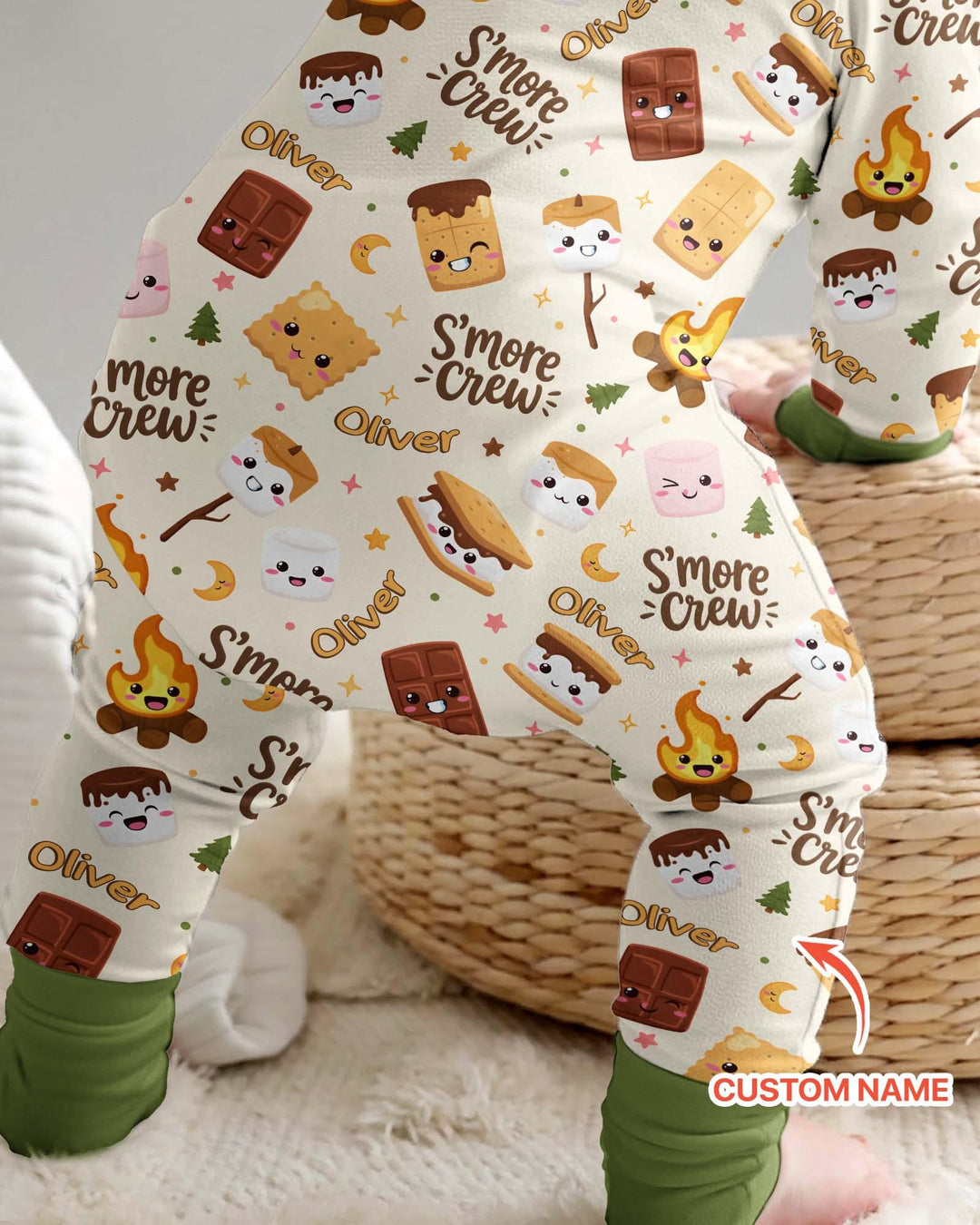 Custom Name Kawaii S'more Crew Family Matching Bamboo Convertible Zippy