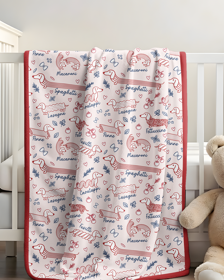 Funny Dachshund Pasta Pups Bamboo Blanket