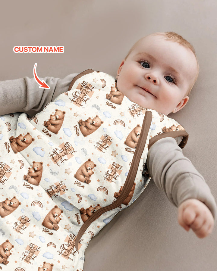 Custom Name Blessed By God Spoiled By Grandma Bamboo Sleep Bag