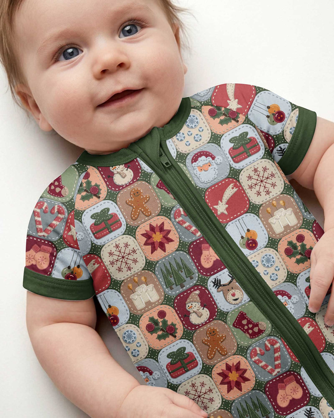 Christmas Felt Patchwork Bamboo Shorty Zippy