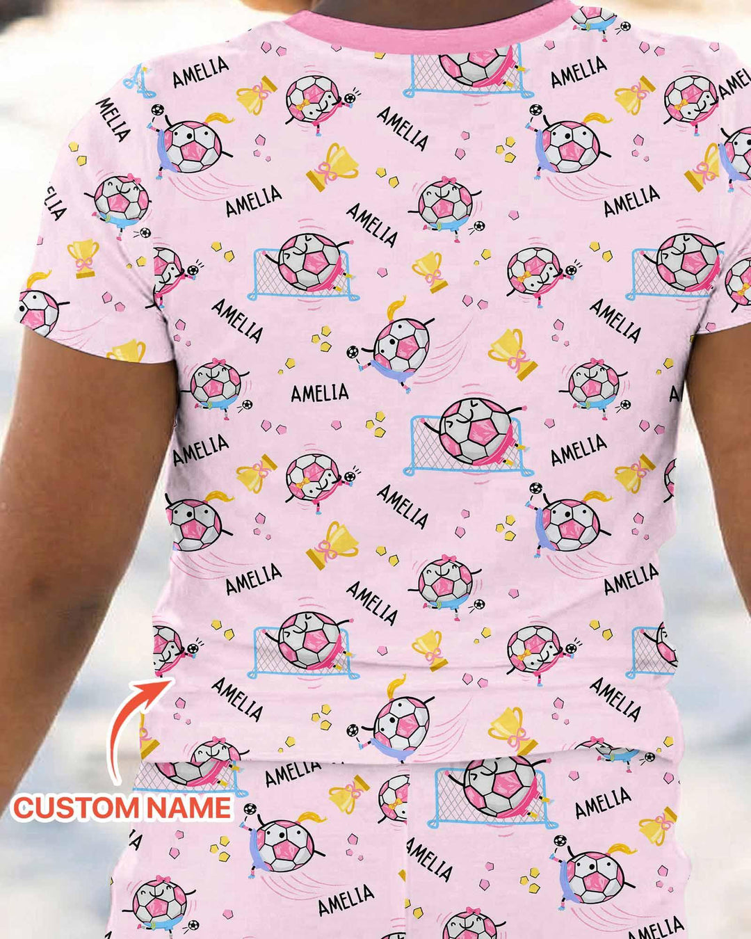 Custom Name Soccer Dad Team Matching Bamboo Two Piece Short Sleeve Pajama Set