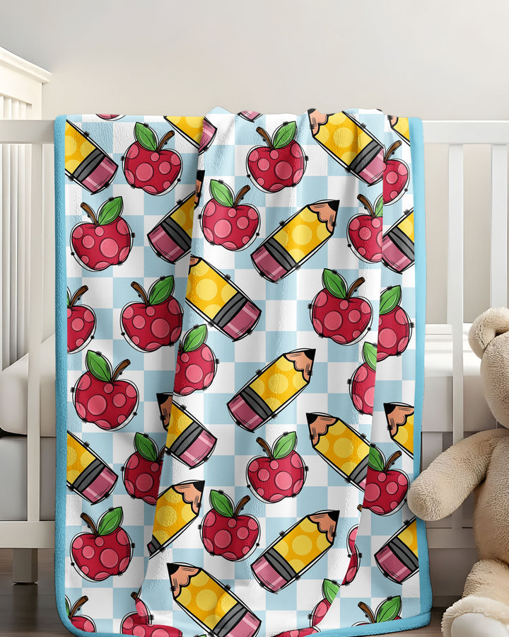 Checkered Apple Scribbles Bamboo Blanket