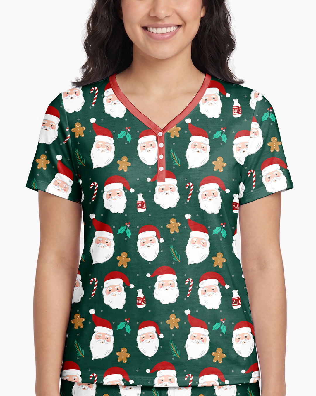 Christmas Sweet Santa Bamboo Women Short Sleeve Short Pajama Set