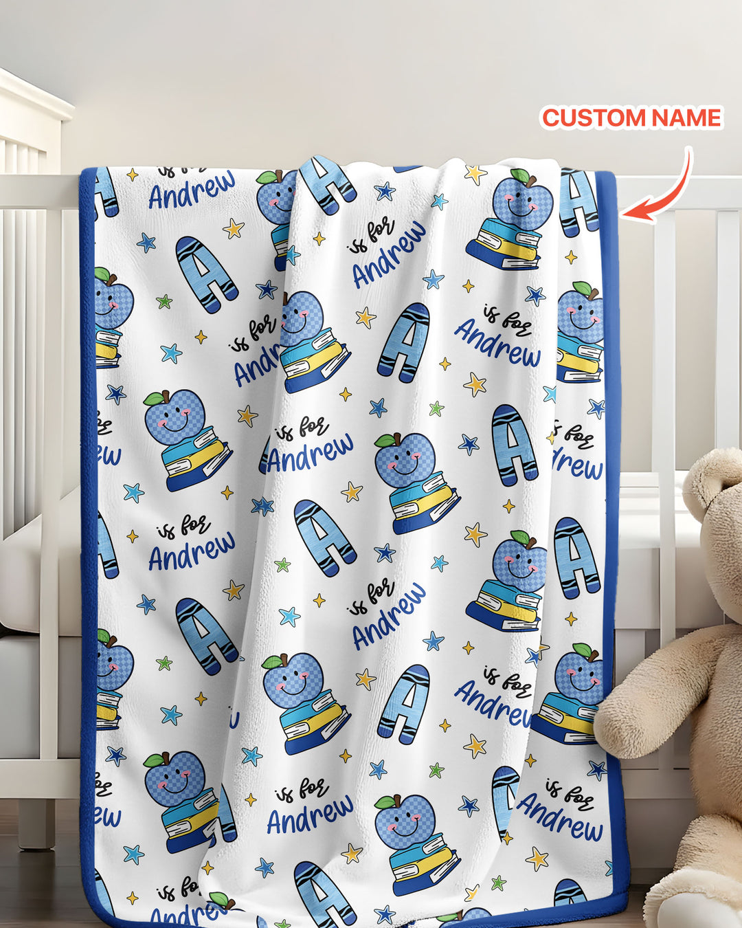 Custom Name Crayon Alphabet Bamboo Blanket