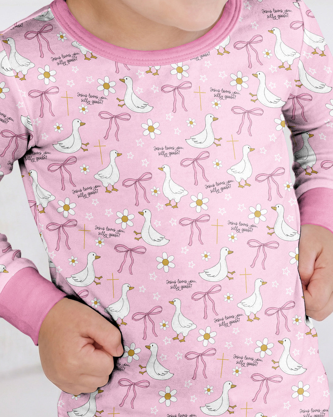 Jesus Loves You Silly Goose Bamboo Two Piece Long Sleeve Pajama Set