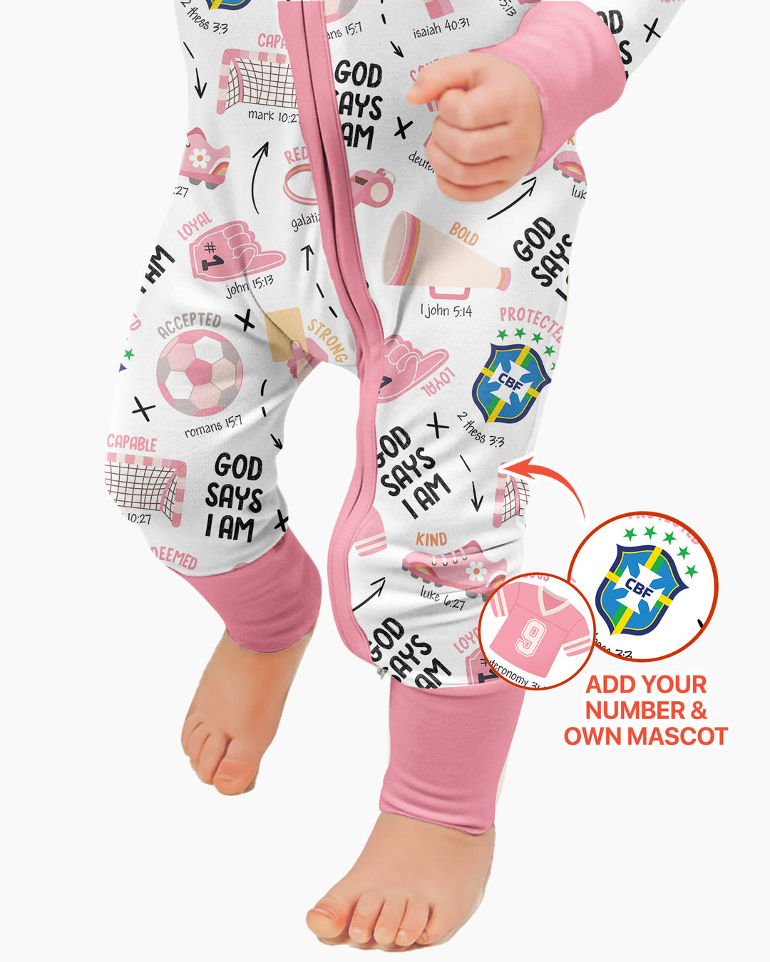 Personalized God Says I Am SOCCER Bamboo Convertible Zippy