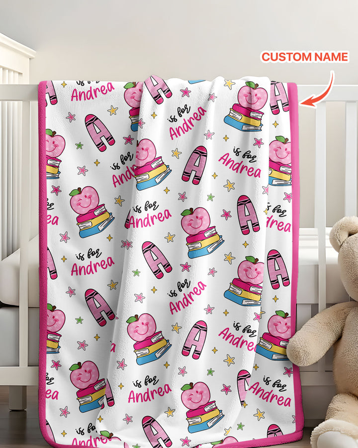 Custom Name Crayon Alphabet Bamboo Blanket
