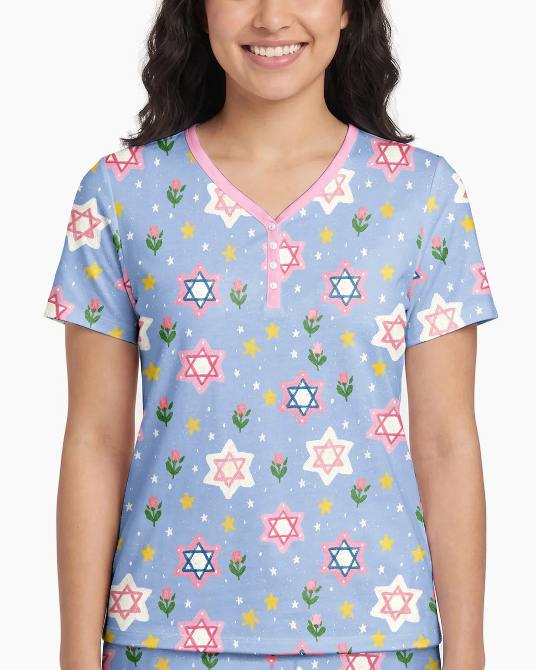 Starry Bloom Blessings Family Matching Bamboo Women Short Sleeve Short Pajama Set