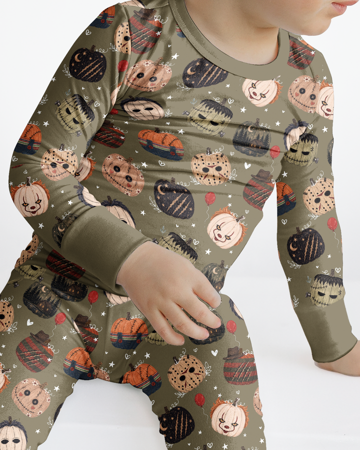 Spooky Slasher Pumpkins Bamboo Two Piece Long Sleeve Pajama Set