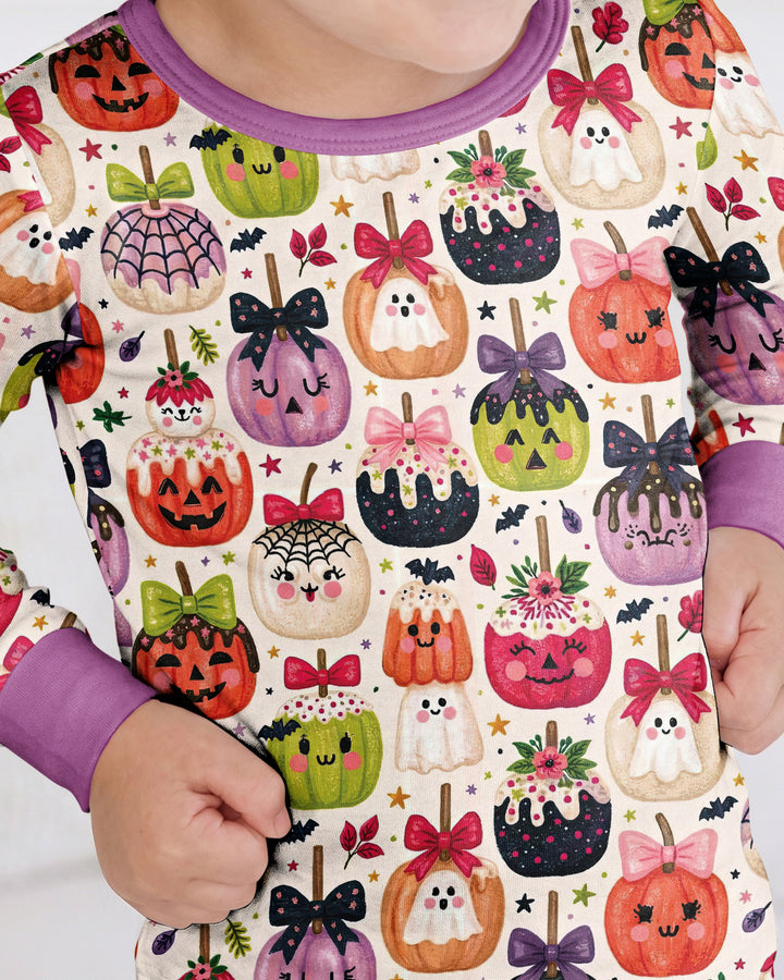 Cute Halloween Candy Apples Bamboo Two Piece Long Sleeve Pajama Set