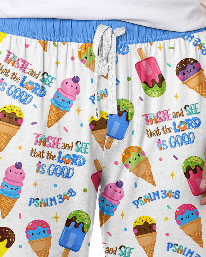 Jesus Summer Ice Cream Taste and See That The Lord Is Good Bamboo Men's Pajama Set