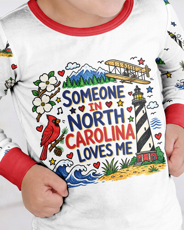 Someone in North Carolina Loves Me Bamboo Two Piece Long Sleeve Pajama Set